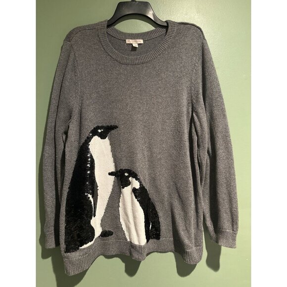 Db Established 1962 Sweaters - Women’s 2XL Gray Penguin Sweater Oversized Cozy Soft Knit Winter Christmas Cute